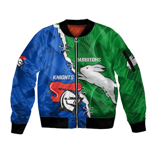 personalised-knights-and-rabbitohs-rugby-sleeve-zip-bomber-jacket-2023-sporty-version