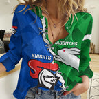 Personalised Knights and Rabbitohs Rugby Women Casual Shirt 2023 Sporty Version LT14