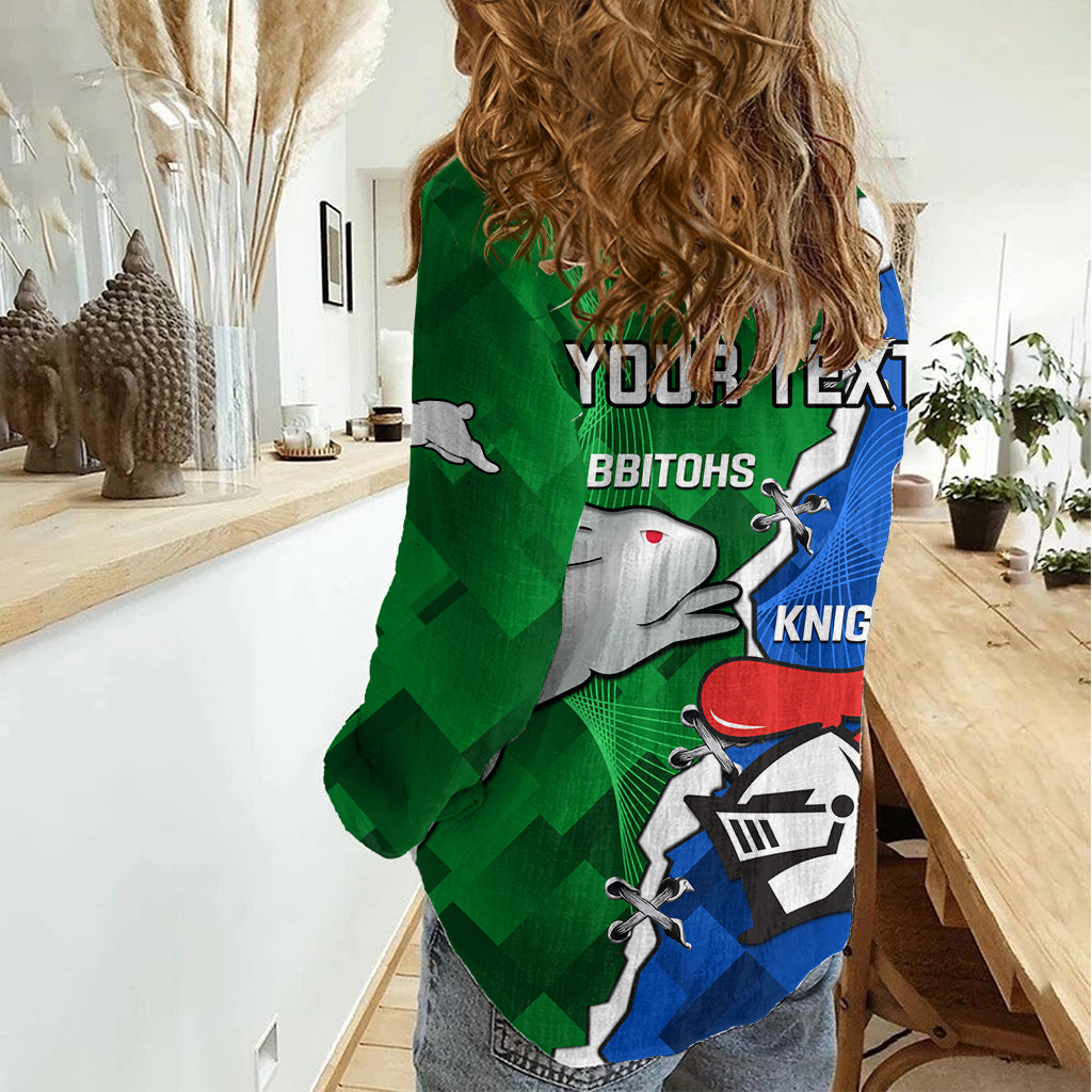 Personalised Knights and Rabbitohs Rugby Women Casual Shirt 2023 Sporty Version LT14