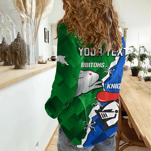Personalised Knights and Rabbitohs Rugby Women Casual Shirt 2023 Sporty Version LT14