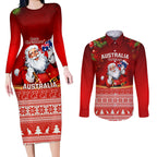 australia-christmas-couples-matching-long-sleeve-bodycon-dress-and-long-sleeve-button-shirts-xmas-in-july-happy-santa-claus-with-map-red-style