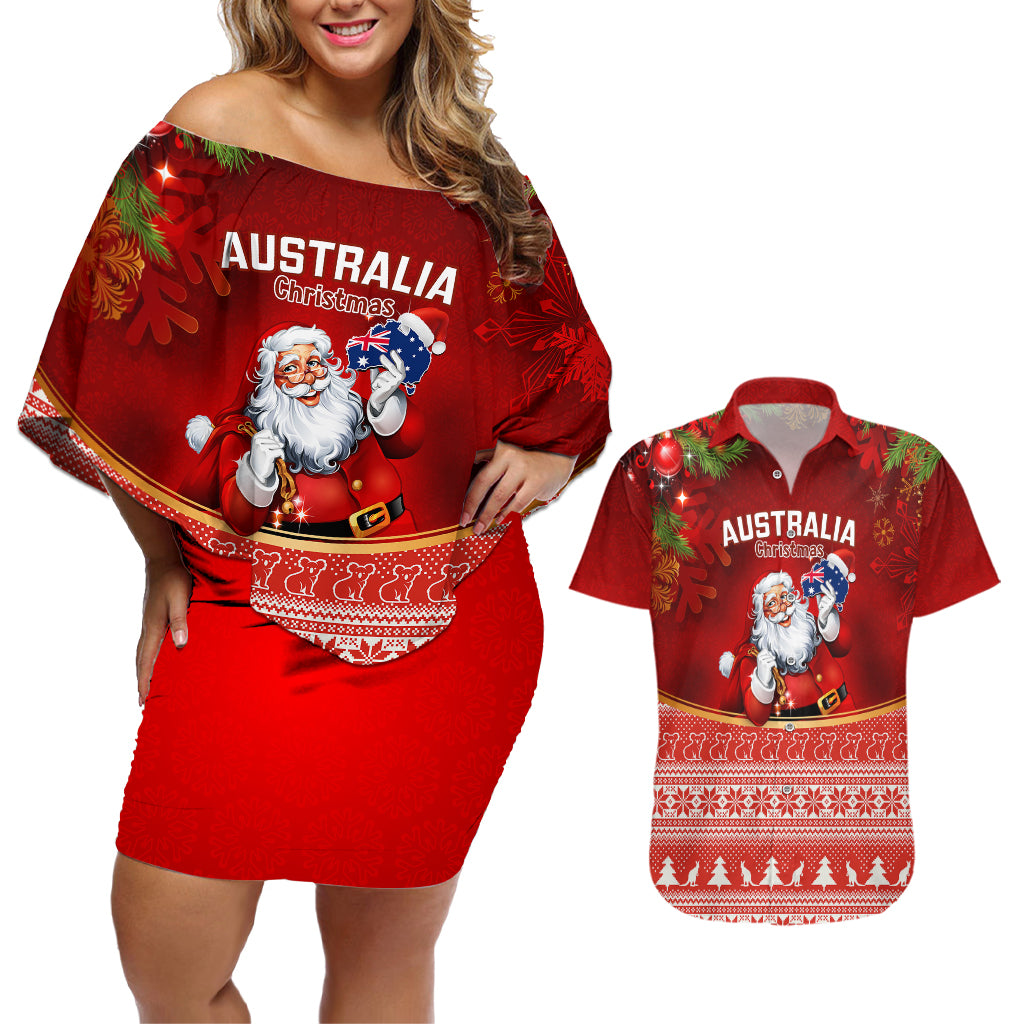 australia-christmas-couples-matching-off-shoulder-short-dress-and-hawaiian-shirt-xmas-in-july-happy-santa-claus-with-map-red-style