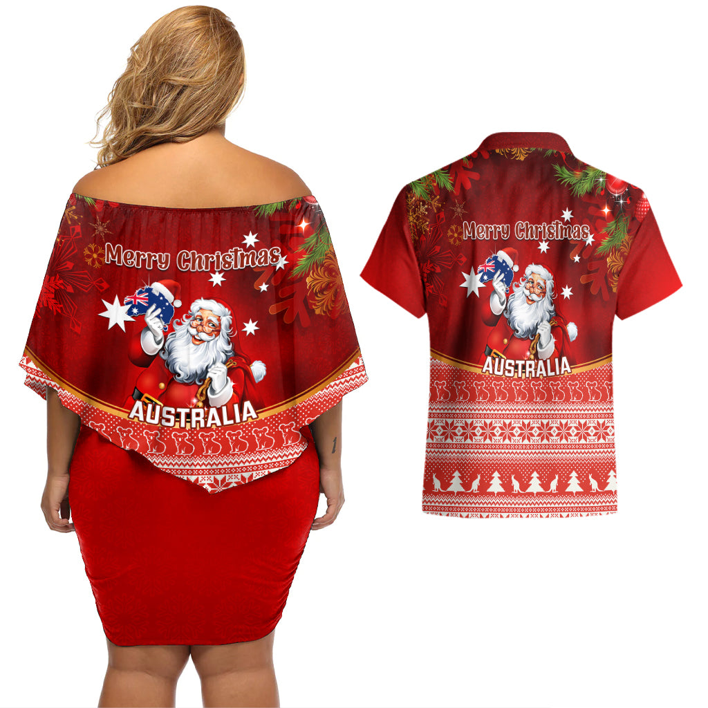 australia-christmas-couples-matching-off-shoulder-short-dress-and-hawaiian-shirt-xmas-in-july-happy-santa-claus-with-map-red-style