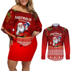 personalised-australia-christmas-couples-matching-off-shoulder-short-dress-and-long-sleeve-button-shirts-xmas-in-july-happy-santa-claus-with-map-red-style