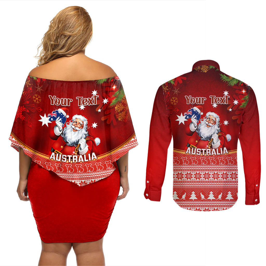 personalised-australia-christmas-couples-matching-off-shoulder-short-dress-and-long-sleeve-button-shirts-xmas-in-july-happy-santa-claus-with-map-red-style