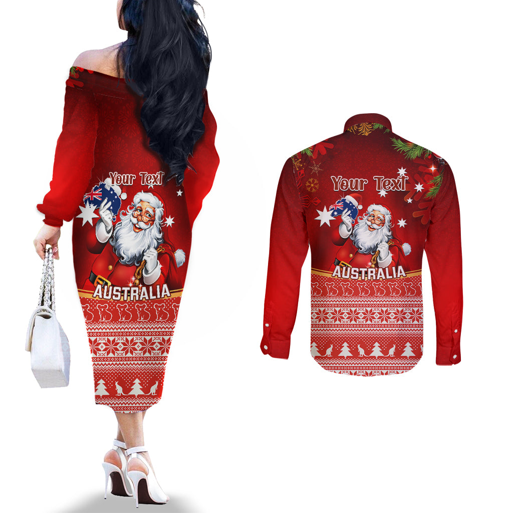 personalised-australia-christmas-couples-matching-off-the-shoulder-long-sleeve-dress-and-long-sleeve-button-shirts-xmas-in-july-happy-santa-claus-with-map-red-style