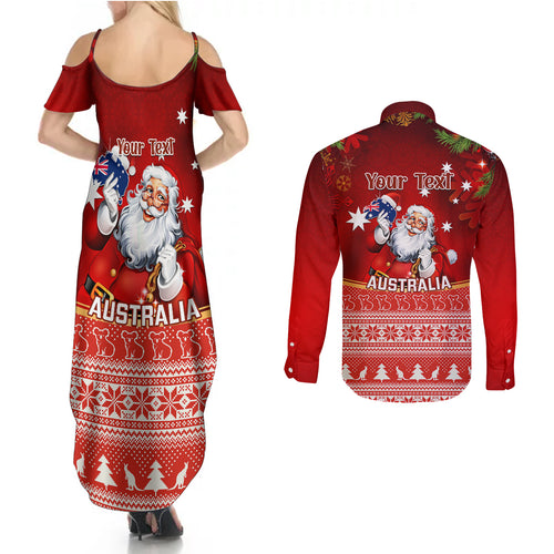 personalised-australia-christmas-couples-matching-summer-maxi-dress-and-long-sleeve-button-shirts-xmas-in-july-happy-santa-claus-with-map-red-style