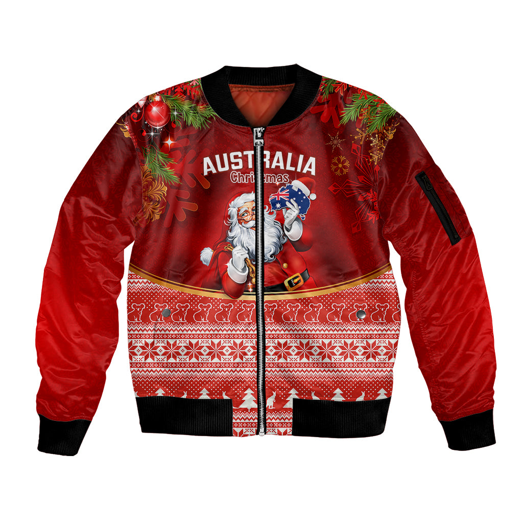 personalised-australia-christmas-sleeve-zip-bomber-jacket-xmas-in-july-happy-santa-claus-with-map-red-style