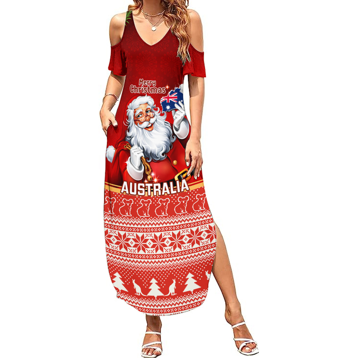 personalised-australia-christmas-summer-maxi-dress-xmas-in-july-happy-santa-claus-with-map-red-style