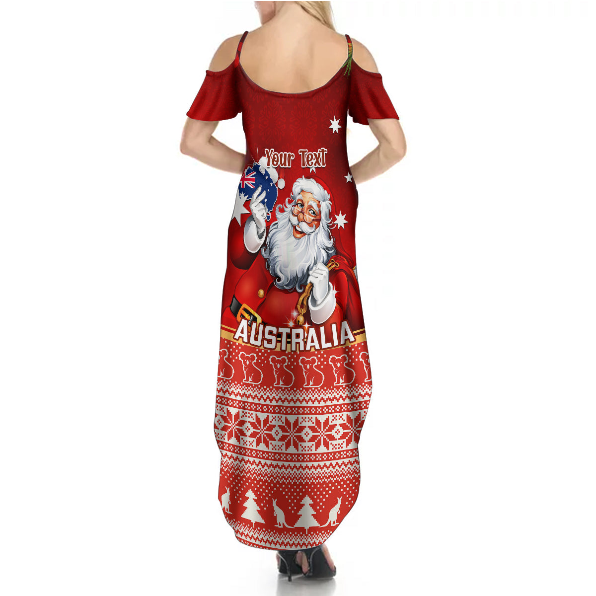 personalised-australia-christmas-summer-maxi-dress-xmas-in-july-happy-santa-claus-with-map-red-style