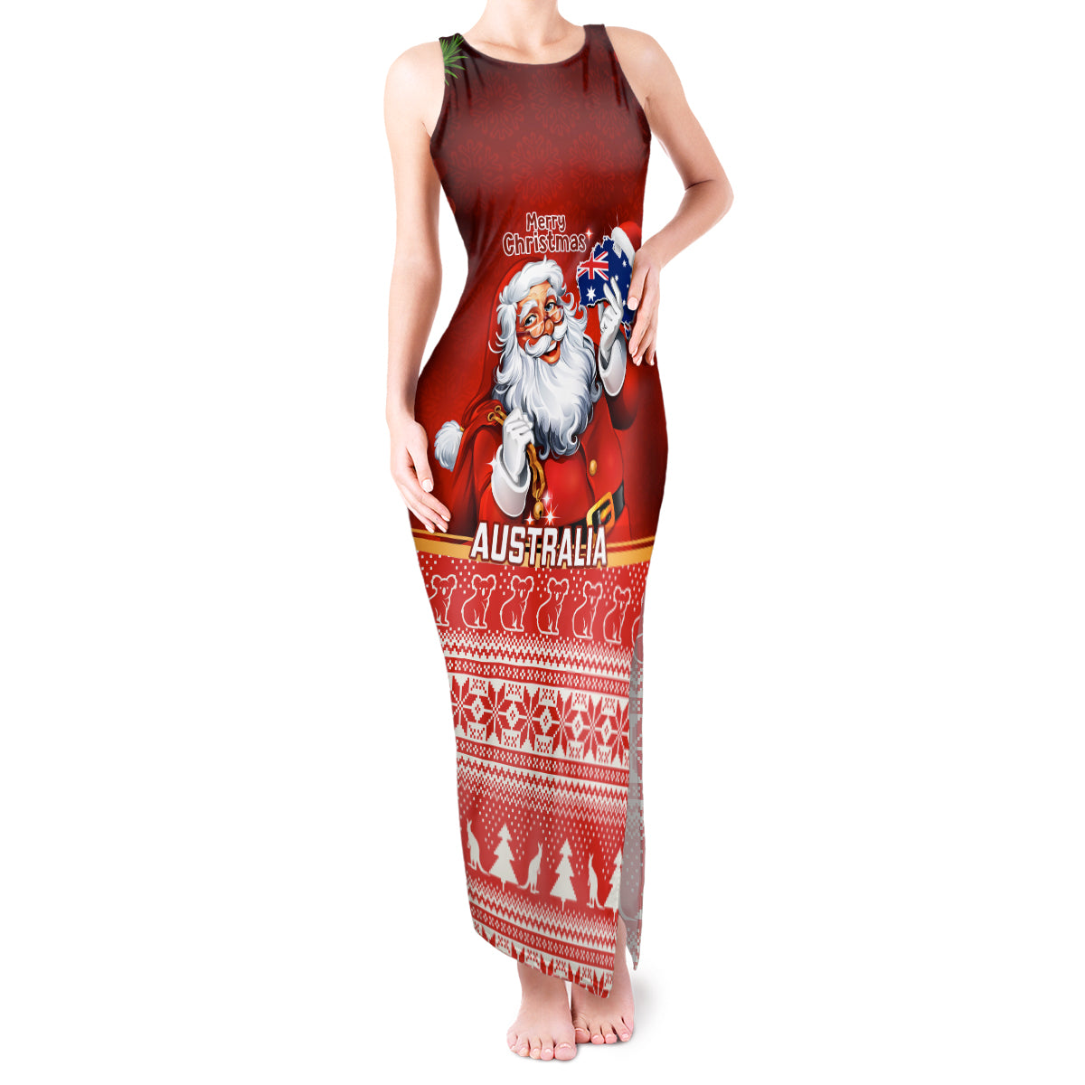 personalised-australia-christmas-tank-maxi-dress-xmas-in-july-happy-santa-claus-with-map-red-style