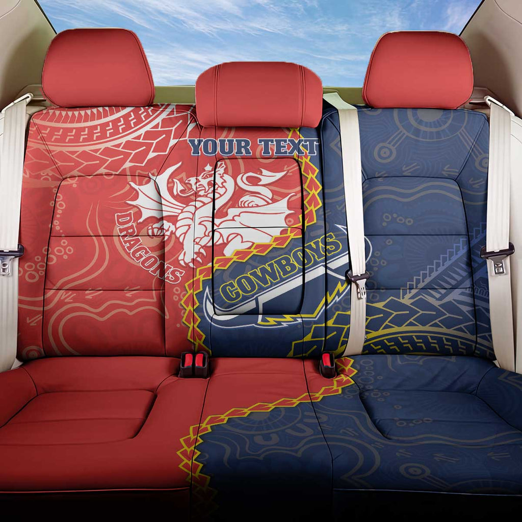 Custom Dragons And Cowboys Rugby Back Car Seat Cover Aboriginal Mix Polynesian Pattern
