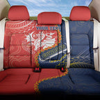 Custom Dragons And Cowboys Rugby Back Car Seat Cover Aboriginal Mix Polynesian Pattern