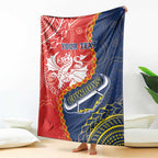 Custom Dragons And Cowboys Rugby Blanket Aboriginal Mix Polynesian Pattern