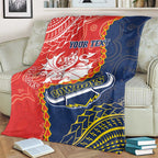 Custom Dragons And Cowboys Rugby Blanket Aboriginal Mix Polynesian Pattern