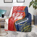 Custom Dragons And Cowboys Rugby Blanket Aboriginal Mix Polynesian Pattern