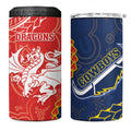 Dragons And Cowboys Rugby 4 in 1 Can Cooler Tumbler Aboriginal Mix Polynesian Pattern