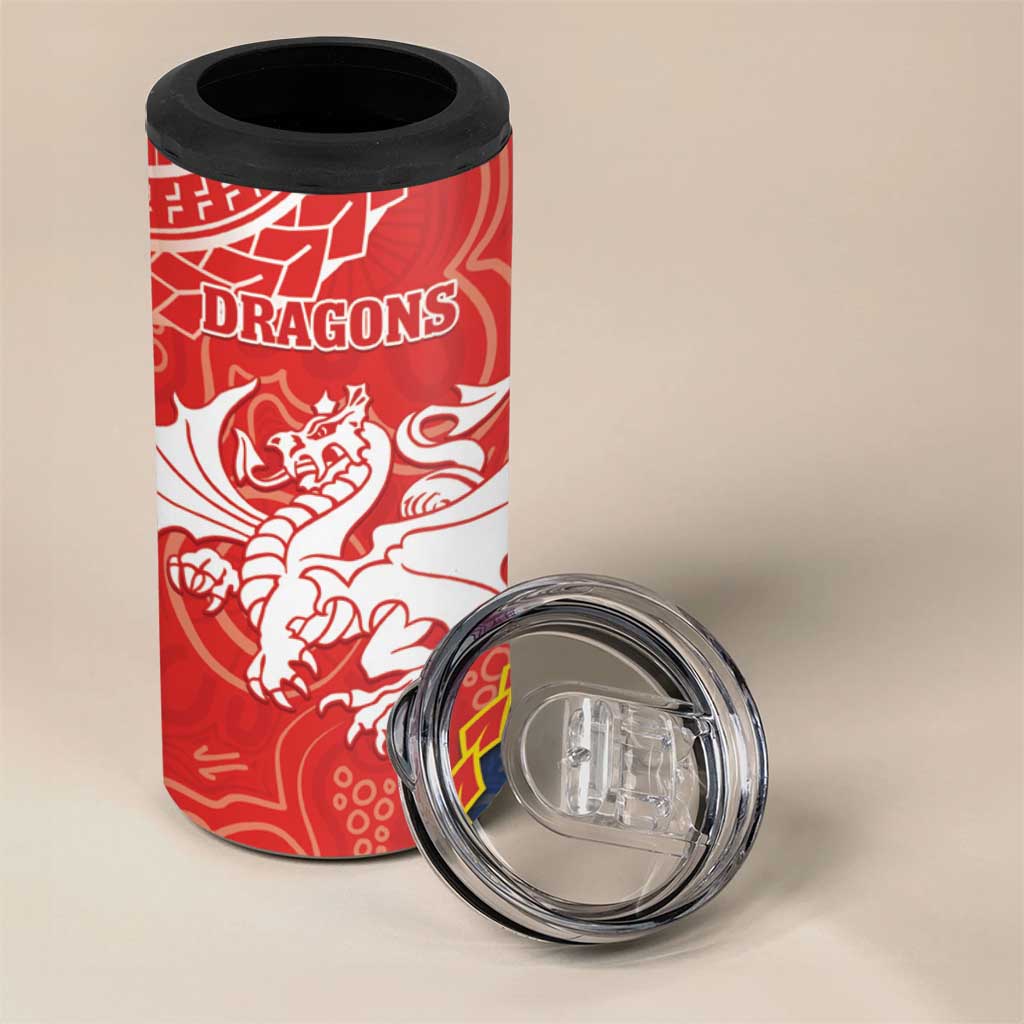 Dragons And Cowboys Rugby 4 in 1 Can Cooler Tumbler Aboriginal Mix Polynesian Pattern