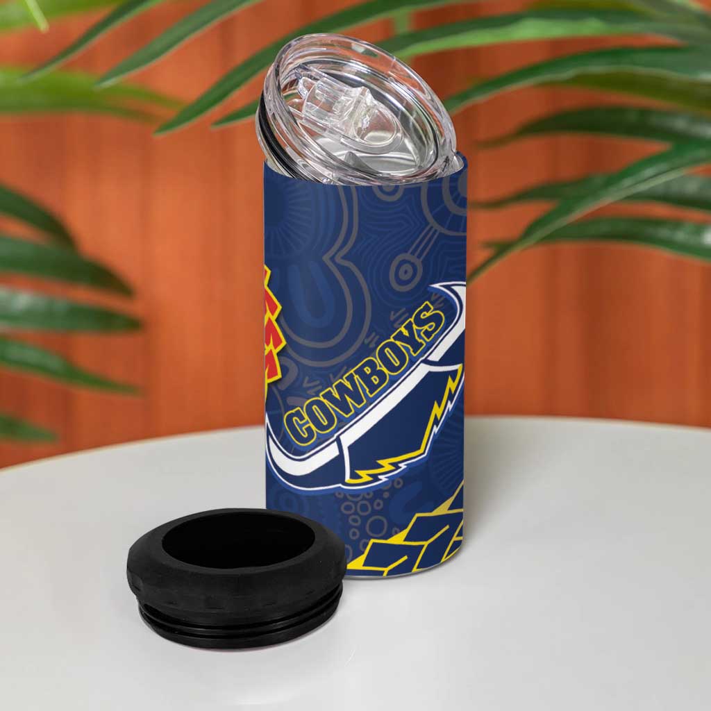 Dragons And Cowboys Rugby 4 in 1 Can Cooler Tumbler Aboriginal Mix Polynesian Pattern