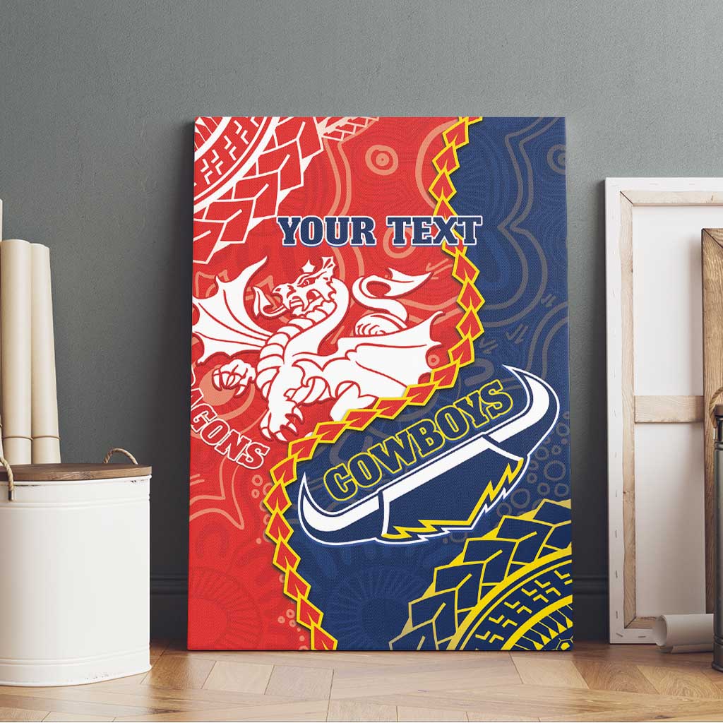 Custom Dragons And Cowboys Rugby Canvas Wall Art Aboriginal Mix Polynesian Pattern