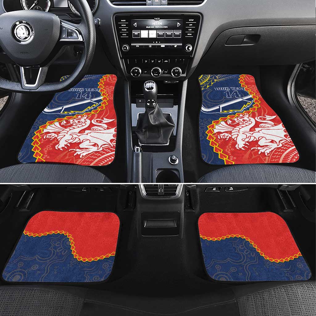 Custom Dragons And Cowboys Rugby Car Mats Aboriginal Mix Polynesian Pattern