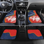 Custom Dragons And Cowboys Rugby Car Mats Aboriginal Mix Polynesian Pattern
