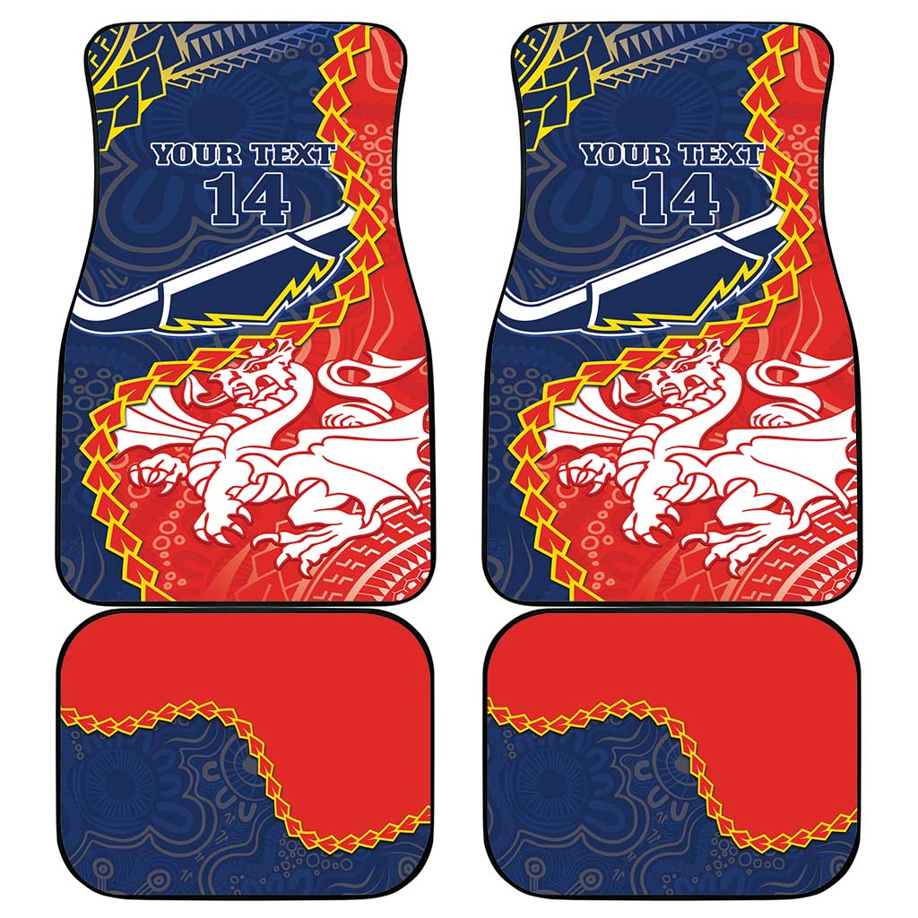 Custom Dragons And Cowboys Rugby Car Mats Aboriginal Mix Polynesian Pattern