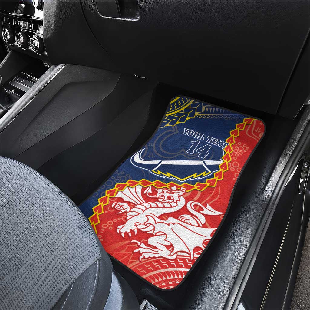 Custom Dragons And Cowboys Rugby Car Mats Aboriginal Mix Polynesian Pattern