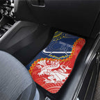 Custom Dragons And Cowboys Rugby Car Mats Aboriginal Mix Polynesian Pattern