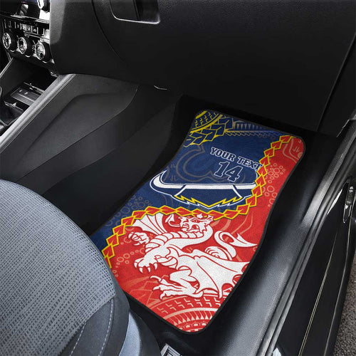 Custom Dragons And Cowboys Rugby Car Mats Aboriginal Mix Polynesian Pattern