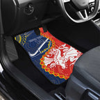 Custom Dragons And Cowboys Rugby Car Mats Aboriginal Mix Polynesian Pattern
