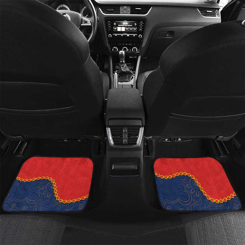 Custom Dragons And Cowboys Rugby Car Mats Aboriginal Mix Polynesian Pattern