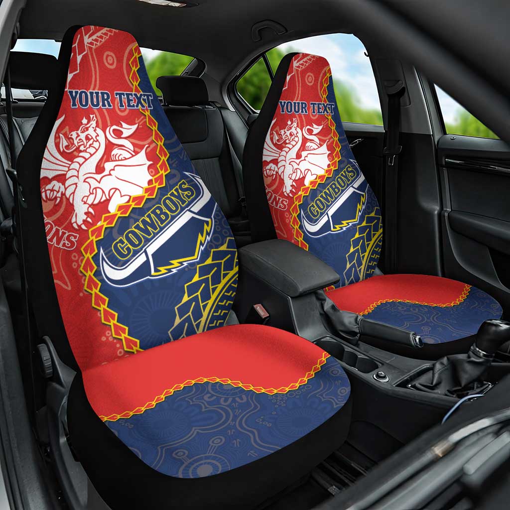Custom Dragons And Cowboys Rugby Car Seat Cover Aboriginal Mix Polynesian Pattern