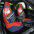 Custom Dragons And Cowboys Rugby Car Seat Cover Aboriginal Mix Polynesian Pattern