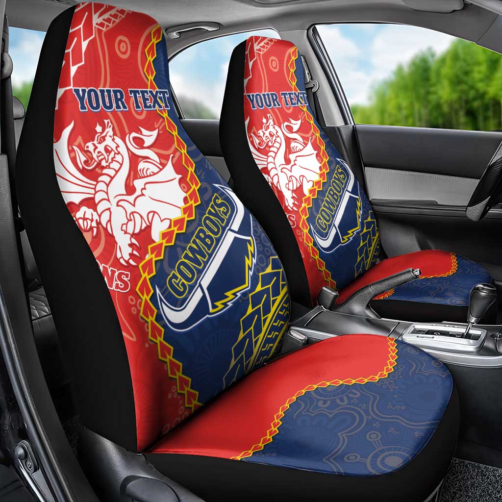 Custom Dragons And Cowboys Rugby Car Seat Cover Aboriginal Mix Polynesian Pattern