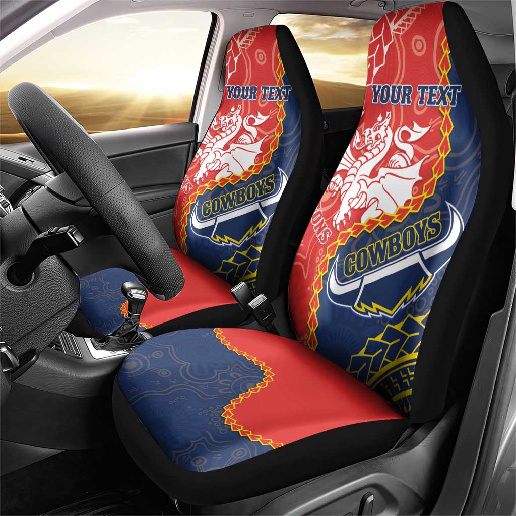 Custom Dragons And Cowboys Rugby Car Seat Cover Aboriginal Mix Polynesian Pattern