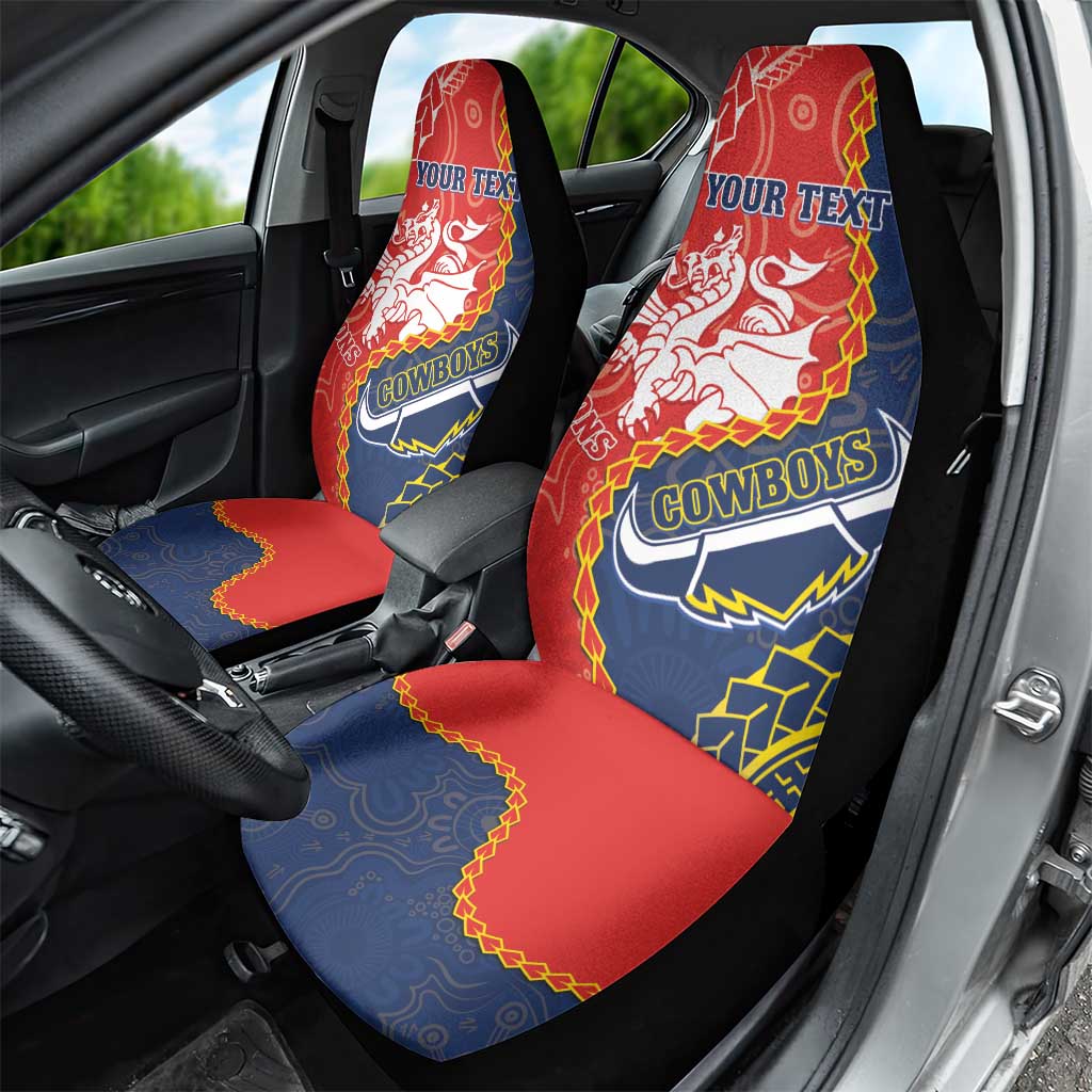 Custom Dragons And Cowboys Rugby Car Seat Cover Aboriginal Mix Polynesian Pattern