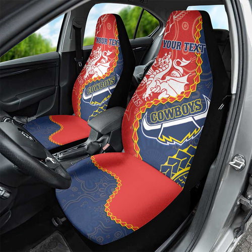Custom Dragons And Cowboys Rugby Car Seat Cover Aboriginal Mix Polynesian Pattern