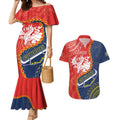 Custom Dragons And Cowboys Rugby Couples Matching Mermaid Dress and Hawaiian Shirt Aboriginal Mix Polynesian Pattern