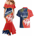 Custom Dragons And Cowboys Rugby Couples Matching Mermaid Dress and Hawaiian Shirt Aboriginal Mix Polynesian Pattern