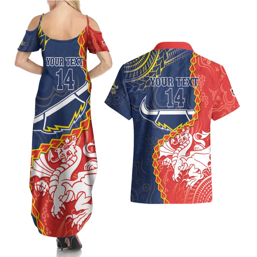 Custom Dragons And Cowboys Rugby Couples Matching Summer Maxi Dress and Hawaiian Shirt Aboriginal Mix Polynesian Pattern