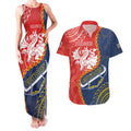 Custom Dragons And Cowboys Rugby Couples Matching Tank Maxi Dress and Hawaiian Shirt Aboriginal Mix Polynesian Pattern