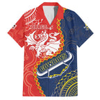 Custom Dragons And Cowboys Rugby Family Matching Long Sleeve Bodycon Dress and Hawaiian Shirt Aboriginal Mix Polynesian Pattern