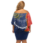 Custom Dragons And Cowboys Rugby Family Matching Off Shoulder Short Dress and Hawaiian Shirt Aboriginal Mix Polynesian Pattern