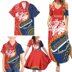 Custom Dragons And Cowboys Rugby Family Matching Summer Maxi Dress and Hawaiian Shirt Aboriginal Mix Polynesian Pattern