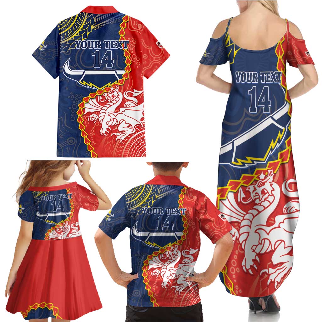Custom Dragons And Cowboys Rugby Family Matching Summer Maxi Dress and Hawaiian Shirt Aboriginal Mix Polynesian Pattern