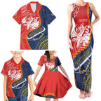 Custom Dragons And Cowboys Rugby Family Matching Tank Maxi Dress and Hawaiian Shirt Aboriginal Mix Polynesian Pattern