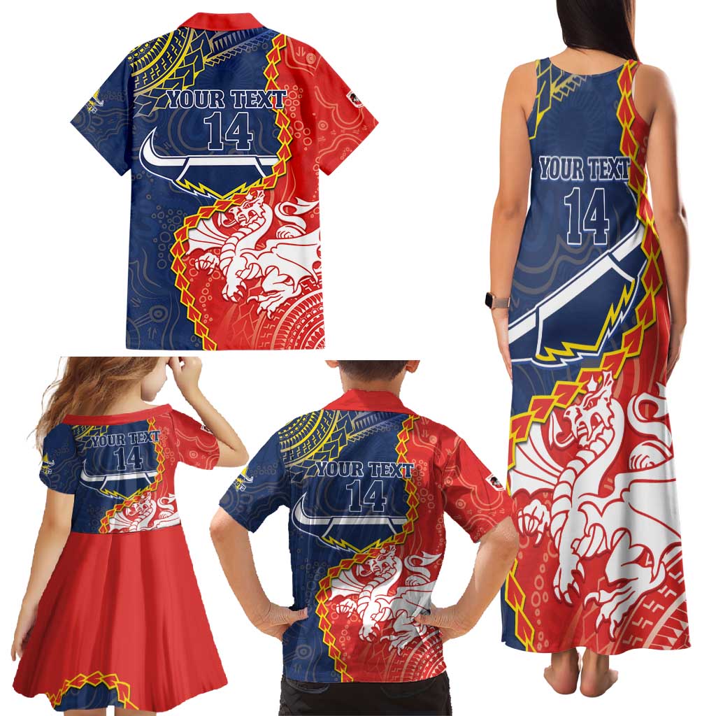 Custom Dragons And Cowboys Rugby Family Matching Tank Maxi Dress and Hawaiian Shirt Aboriginal Mix Polynesian Pattern