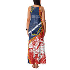 Custom Dragons And Cowboys Rugby Family Matching Tank Maxi Dress and Hawaiian Shirt Aboriginal Mix Polynesian Pattern