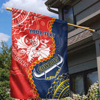 Custom Dragons And Cowboys Rugby Garden Flag Aboriginal Mix Polynesian Pattern